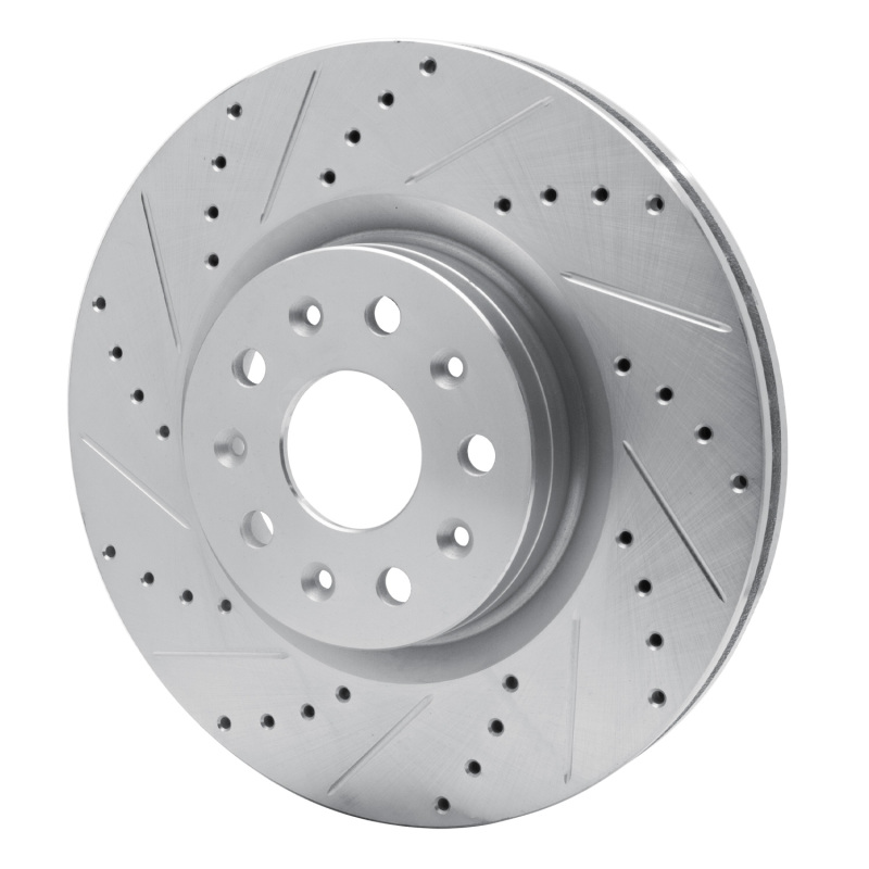 Cadillac CT5 Brake Rotor (1) - Front Left - R1 Concepts - Drilled & Slotted - Silver - `14-`25